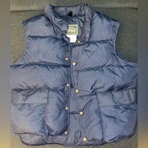 Vintage 90s Woolrich Puffer Vest Navy Blue Down
Snap Up Quilted Sz L